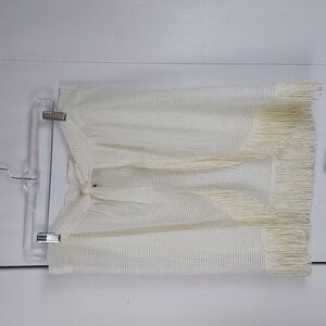 Undercover Beachwear |Womens Cream Mesh with Fringe, Tie Suit Cover Up Sz.XL